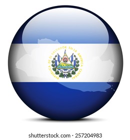 Vector Image - Map on flag button of Republic of El Salvador