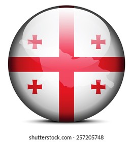 Vector Image - Map on flag button of Georgia