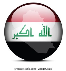 Vector Image - Map on flag button of Republic of Iraq