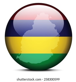 Vector Image -  Map on flag button of Republic of Mauritius