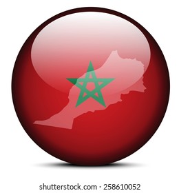 Vector Image -  Map on flag button of Kingdom of Morocco