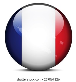 Vector Image -  Map On Flag Button Of New Caledonia, French Sui Generis Community 