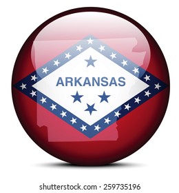 Vector Image - Map on flag button of USA Arkansas State