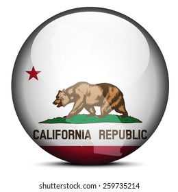 Vector Image - Map on flag button of USA California State