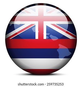 Vector Image - Map on flag button of USA Hawaii State