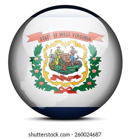 Vector Image - Map on flag button of USA West Virginia State