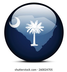 Vector Image - Map on flag button of USA South Carolina State