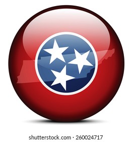 Vector Image - Map on flag button of USA Tennessee State
