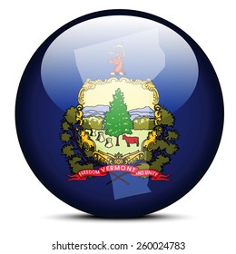 Vector Image - Map on flag button of USA Vermont State