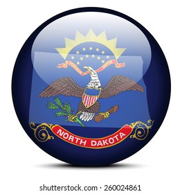 Vector Image - Map on flag button of USA North Dakota State