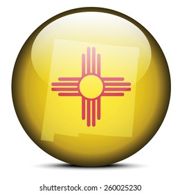 Vector Image - Map on flag button of USA New mexico State