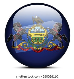 Vector Image - Map on flag button of USA Pennsylvania State
