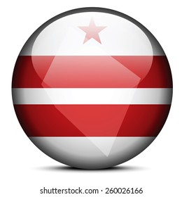 Vector Image - Map On Flag Button Of USA Washington DC