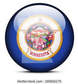 Vector Image - Map on flag button of USA Minnesota State