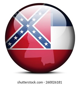Vector Image - Map on flag button of USA Mississippi State