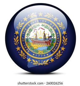 Vector Image - Map on flag button of USA New hampshire State