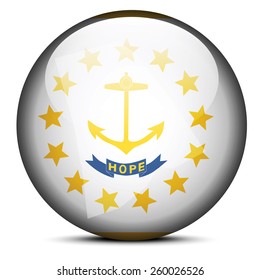Vector Image - Map on flag button of USA Rhode Island State