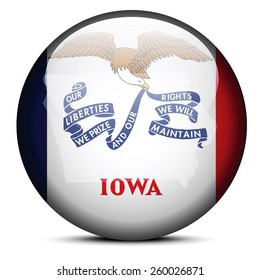 Vector Image - Map on flag button of USA Iowa State