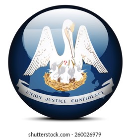 Vector Image - Map on flag button of USA Louisiana State