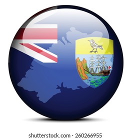 Vector Image - Map on flag button of Saint Helena - British overseas territory