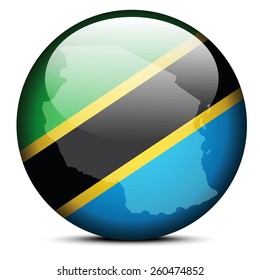 Vector Image -  Map on flag button of United Republic of Tanzania