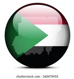 Vector Image -  Map on flag button of Republic of the Sudan