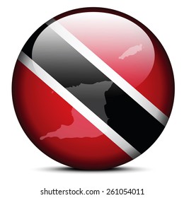 Vector Image -  Map on flag button of Republic of Trinidad and Tobago