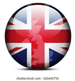 Vector Image -  Map on flag button of United Kingdom of Great Britain and Northern Ireland
