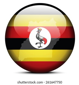 Vector Image -  Map on flag button of Republic of Uganda