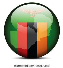 Vector Image -  Map on flag button of Republic of Zambia
