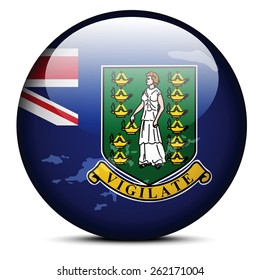 Vector Image -  Map on flag button of British Virgin Islands