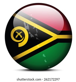 Vector Image -  Map on flag button of Republic of Vanuatu
