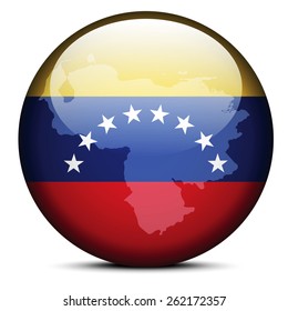 Vector Image -  Map on flag button of Bolivarian Republic of Venezuela