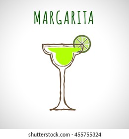 vector image of Margarita cocktail, stylized in the color