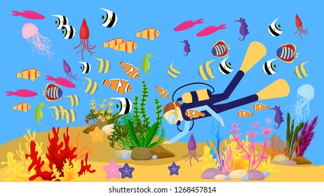 vector image of marine life