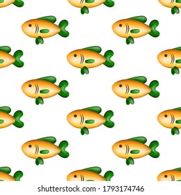 Vector image. Marine modular pattern. Image of repeated fish.