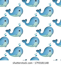 Vector image. Marine modular pattern. Image of repeated whale.