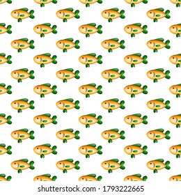 Vector image. Marine modular pattern. Image of repeated fish.