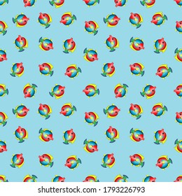 Vector image. Marine modular pattern. Image of repeated fish.