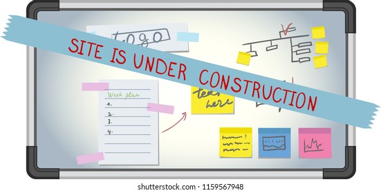 vector image of marker board with plan to show site under construction