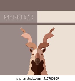 Vector image of the Markhor flat postcard