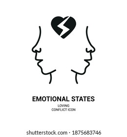 Vector image. Marriage or couple problems icon. Psychology image.