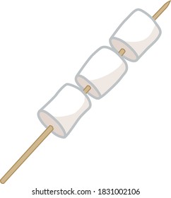 Vector image of a marshmallow on a skewer