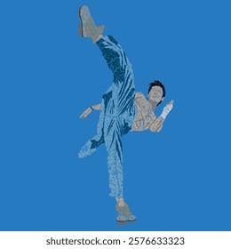 vector image of a martial artist performing an upward kick