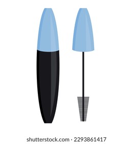 Vector image of mascara. The concept of makeup and self-care. A bright element of cosmetics for design.