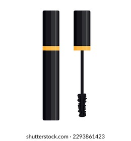 Vector image of mascara. The concept of makeup and self-care. A bright element of cosmetics for design.