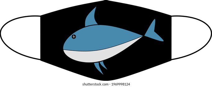 Vector image of a mask with a cartoon shark image.