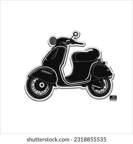 vector image of matic motorcycle, black color, white background.