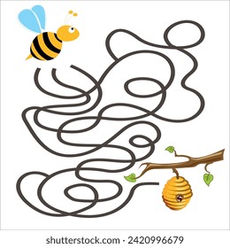 Vector image of the maze - help me find the way. A game for the development of children's creativity and imagination.
