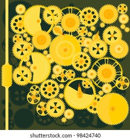 Vector image of the mechanism of brass gears